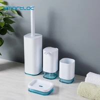 smartloc 4pcs plastic bathroom accessories bathroom set toilet accessories washroom accessories soap dispenser trash bin brush