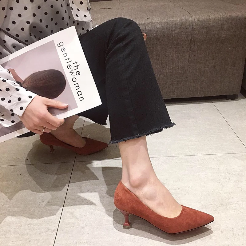 Wellwalk женские туфли-лодочки с острым носком на тонком каблуке летние однотонные