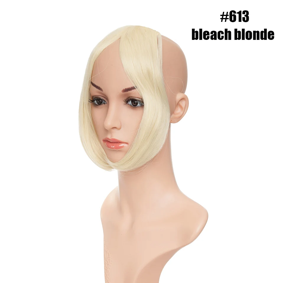 bleach blonde S-noilite 9 дюймов Пряди для челки с креплением в средней части боковые пряди на заколках для наращивания Для женщин Bang искусственные волосы синтетический верх спереди наращивание натуральных волос - Цвет: bleach blonde