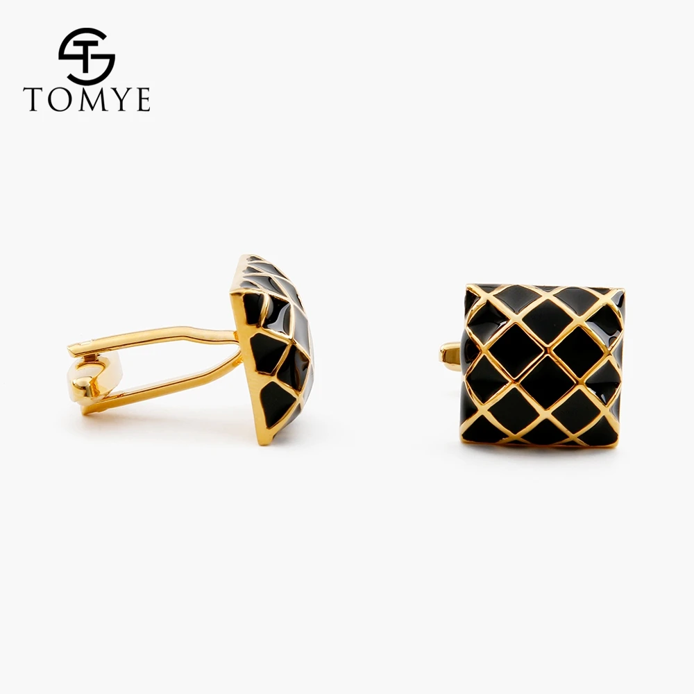 

Cufflinks for Men TOMYE XK18S302 High Quality Square Black and Gold Mesh Shirt Cuff Links