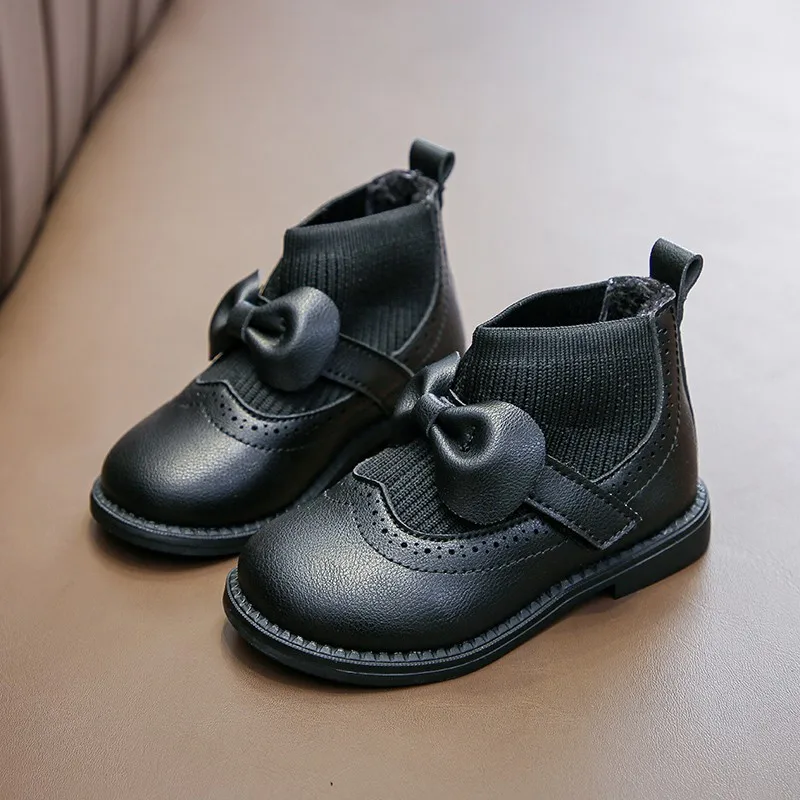 

Bow Kids Warm Sock Ankle Knitting Boots For Baby Girls Children'S Winter Shoes For Snow Boots Little Girls 2020 1 2 3 4 5 6 Year