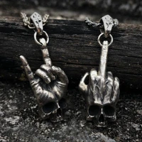 retro broken damaged skull pendant necklace mens fashion biker rock punk jewelry antique chain boyfriend gift osdz038
