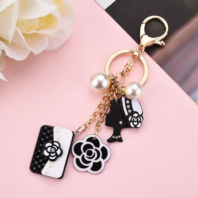 Новый брелок из искусственной кожи сумка для ключей сплава черно белая роза