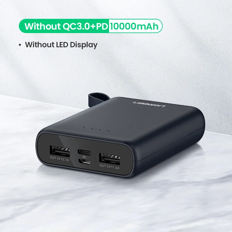 power bank cable Ugreen power Bank 10000 мАч Быстрая зарядка 4,0 3,0 QC3.0 внешняя Мобильная батарея быстрое PD зарядное устройство для iPhone 11 8 Xs Mini power bank - Цвет: power bank cable