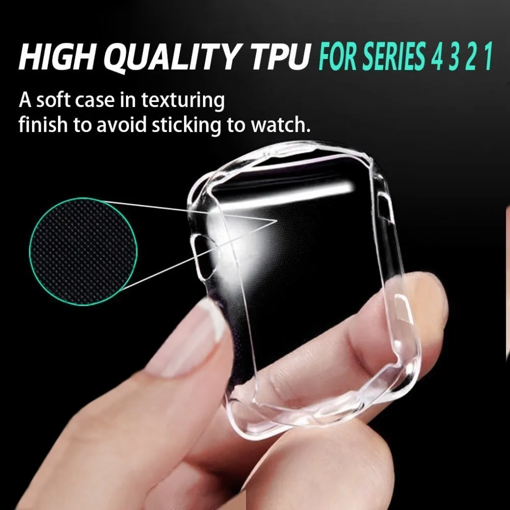 Чехол для Apple Watch 6 SE 5 4 3 2 защитный прозрачный Ультратонкий чехол из ТПУ Iwatch Series 38