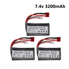 Литий-Полимерный Аккумулятор 7,4 В, 3200 мАч, 18650, 2S T разъем для Q46 Wltoys 10428 1242812423, запасные аксессуары для радиоуправляемых автомобилей, аккумулятор большой емкости 7,4 В
