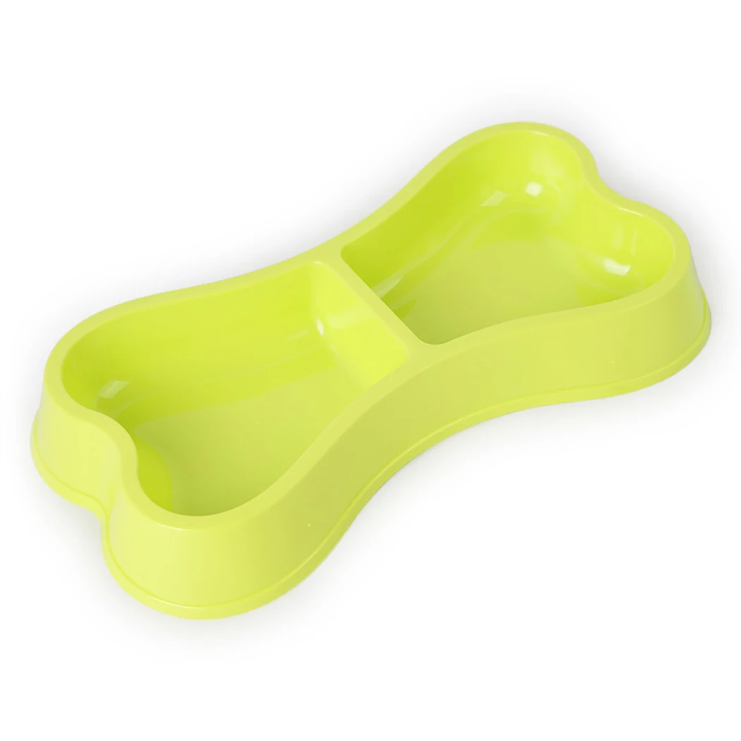 

Pet Bowl 2-Section Cute Bone Shape Dog Bowl Double Bowl Pet Feeding Bowl Pet Dog Dish Food Water Container Legendog