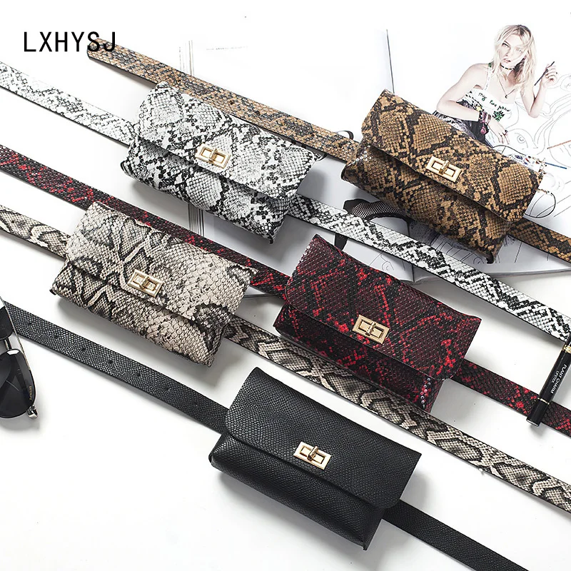 Женская поясная сумка Кожаная в виде змеиной кожи нагрудные сумки женская с