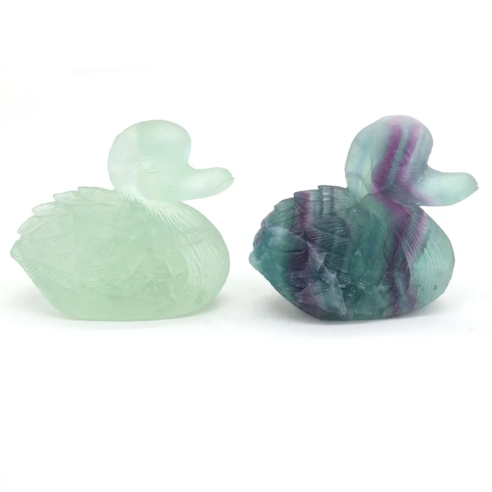 

Natural Semi-precious Stone Furnishing Articles Swan Shape Fluorite Glaze Jade for DIY Jewelry Making Home Decoration
