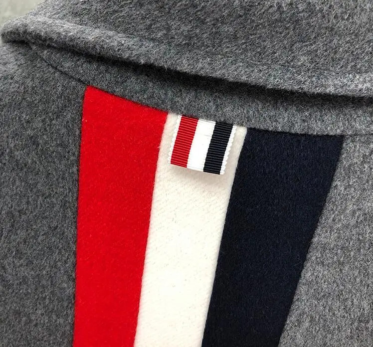 

TB THOM BULUO Brand Windbreaker Men Wool Casual Cashmere Coat Long Winter Woolen Coat Thick Striped Jacket Men's Clothing