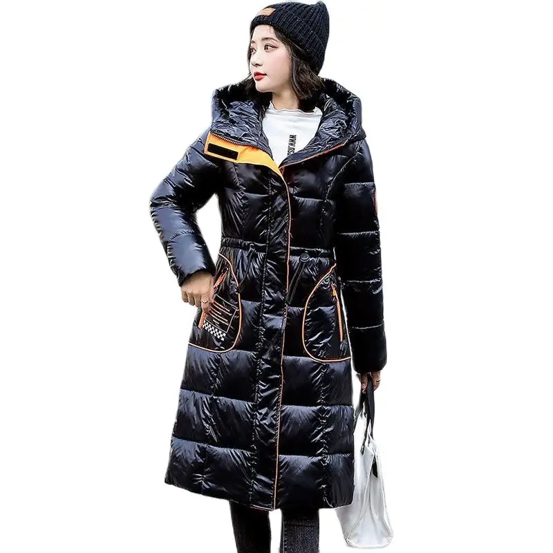 

Женская зимняя длинная куртка с подкладкой и капюшоном, в стиле Харадзюку