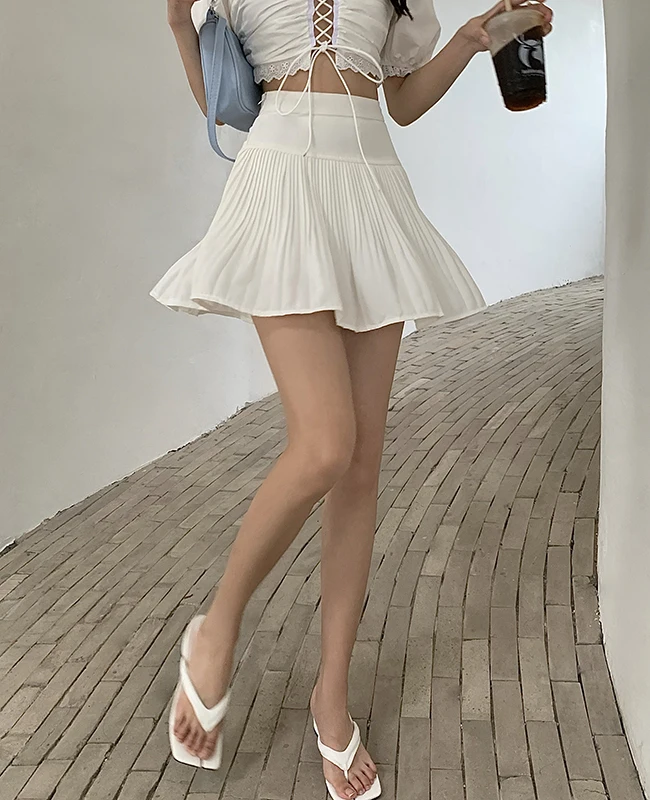

Summer High Waist Short Skirt Women Fashion Pleated Mini Skirts Ladies Black Short Women's Skirt