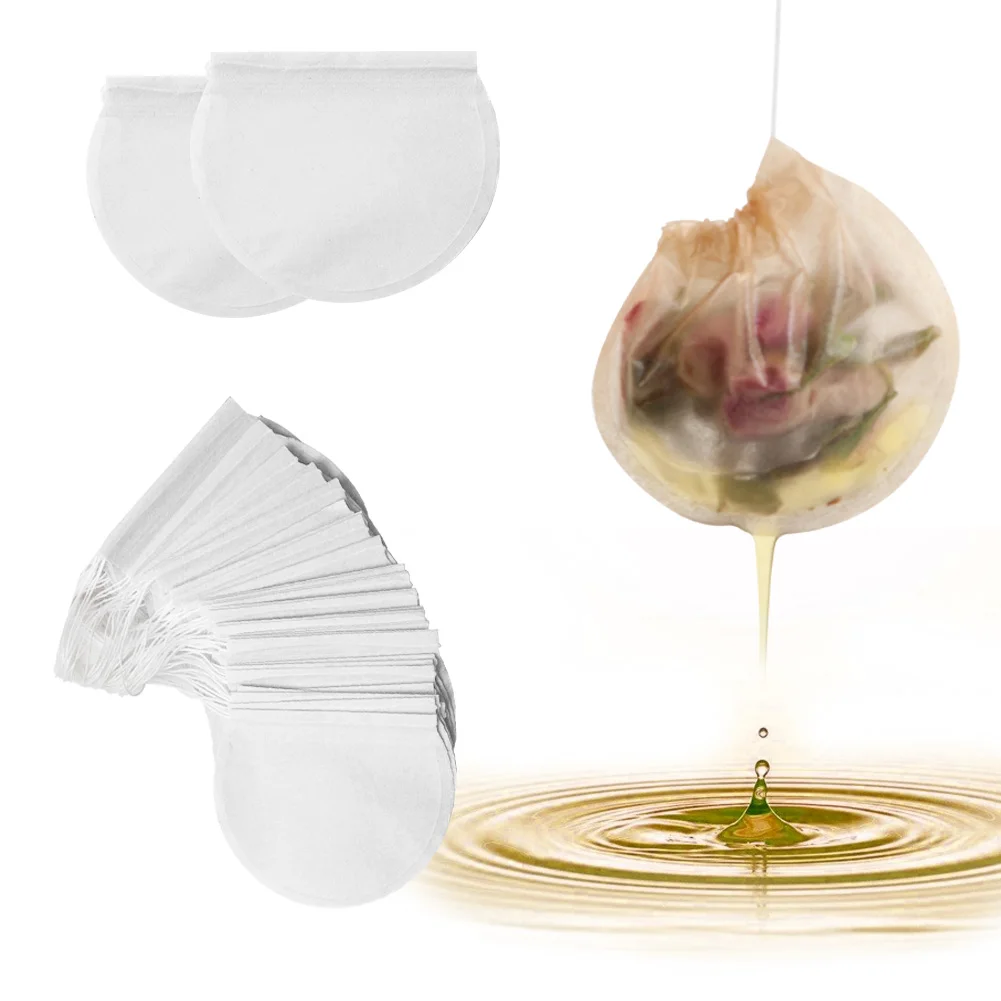 

300 Pcs/pack 75mm Disposable Foot Bath Drawstring Empty DIY Moisture For Loose Leaf Round Infuser Heat-sealed Tea Bag Filter