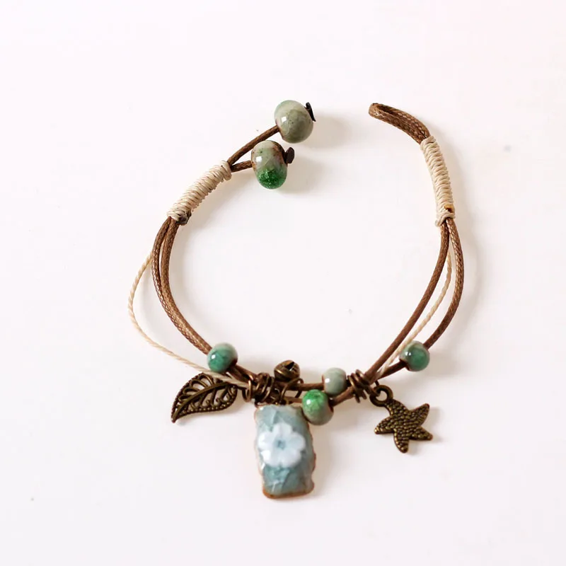 Модный очаровательный керамический браслет в этническом стиле с цветочным