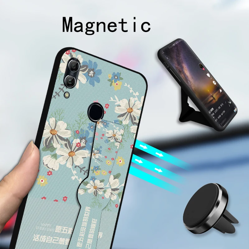 Роскошный Магнитный чехол-держатель для Huawei P8 P9 P10 Plus чехол из ТПУ с цветочным