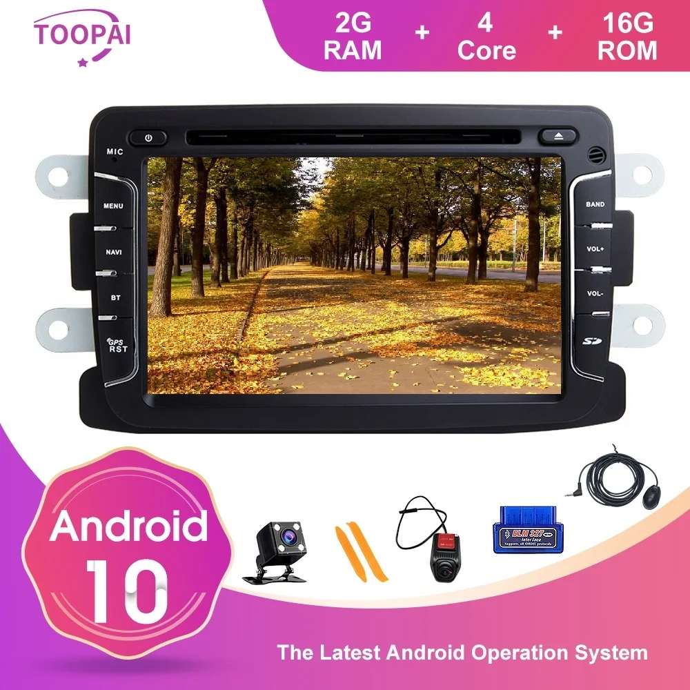 

TOOPAI Android 10 для Renault Duster Dacia Logan Sandero Xray 2 Автомобильный GPS-навигатор мультимедийный автомобильный FM-радио DVD CD SWC плеер