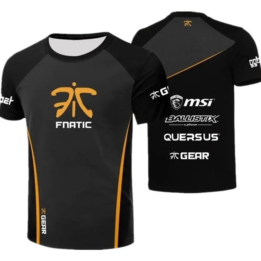 

Новинка 2021, летняя Форма команды Fnatic для киберспорта, игры CSGO DOTA2, футболка для киберспорта, мужская и женская модная дышащая футболка с коро...