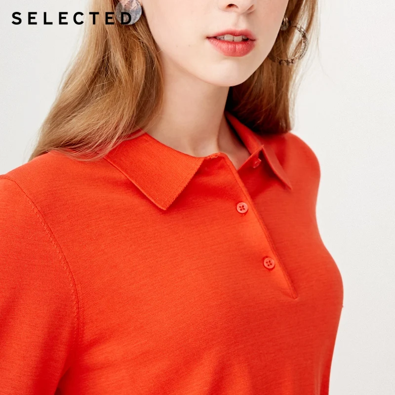 Женская шелковая трикотажная рубашка с отложным воротником и рукавами до локтя S