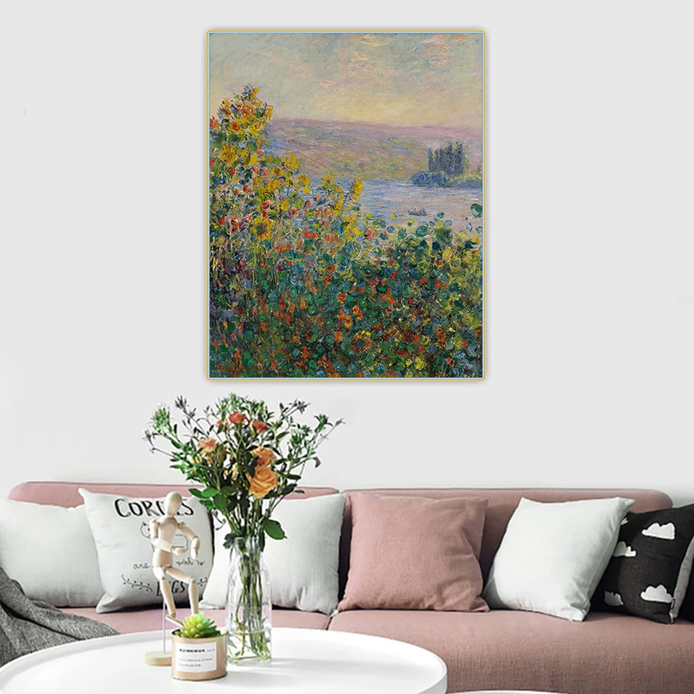 Цитон Клода монета Flowers цветы кровати в Vetheuil Canvas холст искусство Масляная
