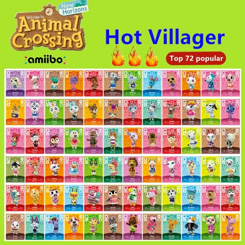 

Top 72Pcs Popular Hot Villagers Mini Card Animal Croxxing Card New Horixons For NS Games Switch With Good Box