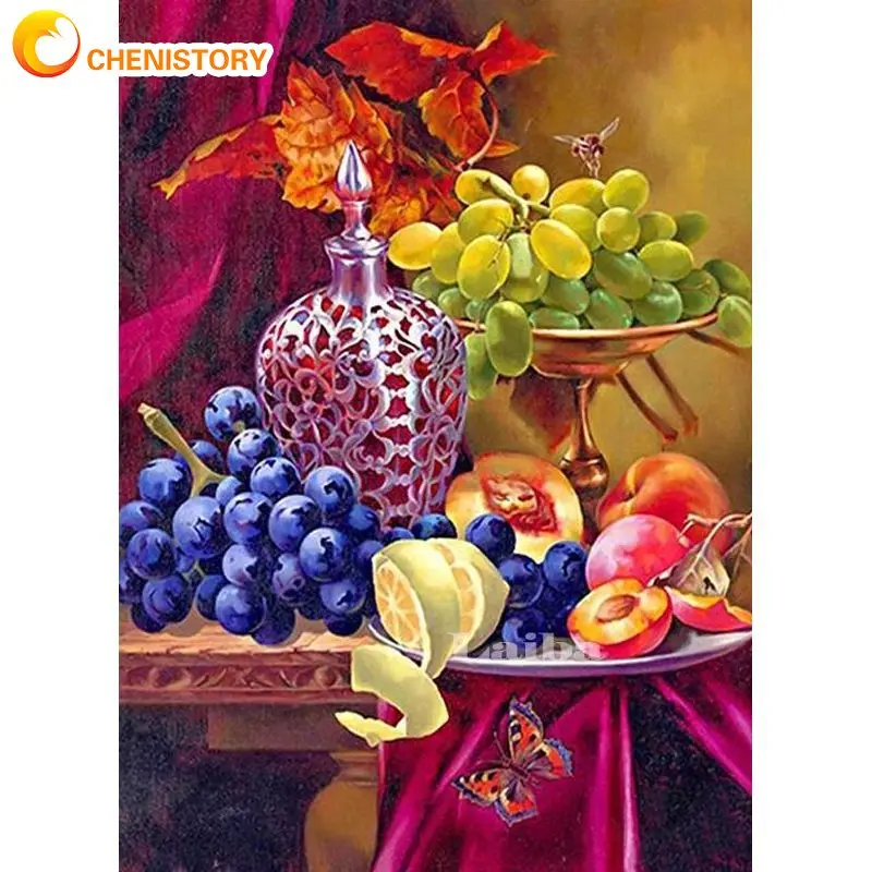 

CHENISTORY 60x75cm Frame Paint By Number For Adults Fruits Still Life Picture By Numbers Acrylic Paint On Canvas Home Decors Art
