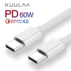 KUULAA PD60W USB Type C к USB Type C кабель QC 4,0 3,0 Быстрая зарядка USBC кабель для передачи данных провод для Samsung S20 Xiaomi 10 Huawei P30