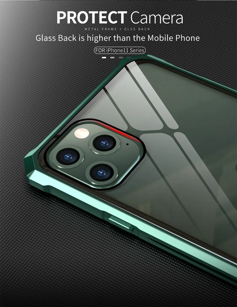 Роскошный металлический корпус для iphone 11 Pro Max, задняя крышка из закаленного стекла для iphone 11 Pro, алюминиевая рамка для iphone 11