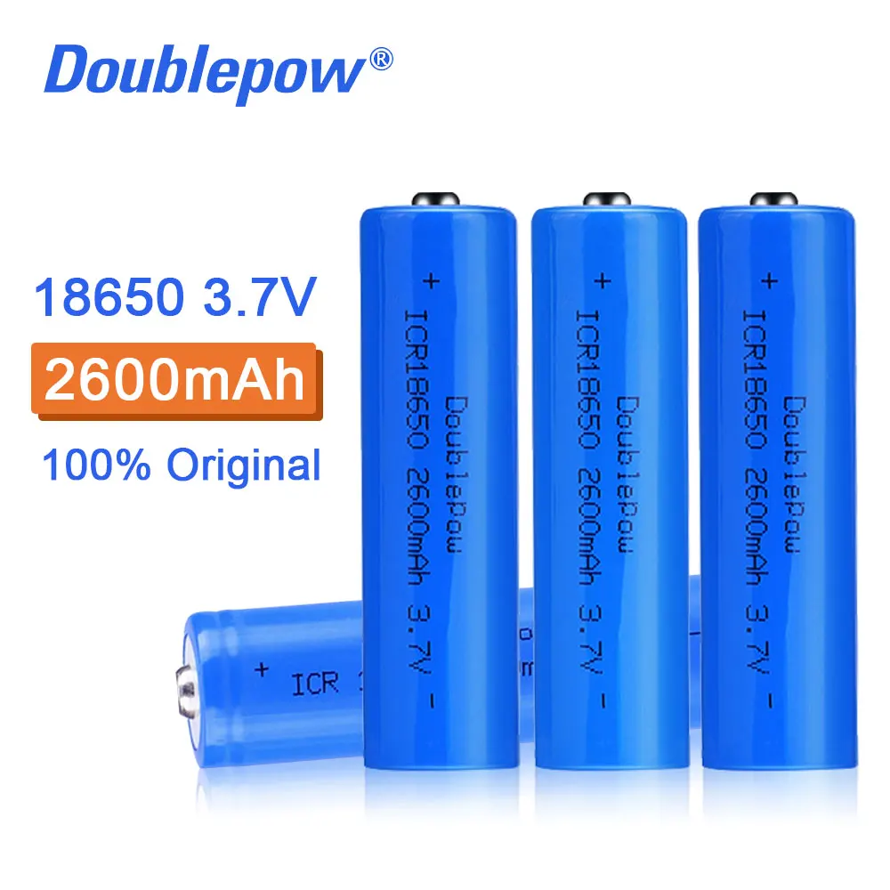 4 шт. 100% Новый оригинальный аккумулятор Doublepow 18650 3 7 в 2600 мАч перезаряжаемый