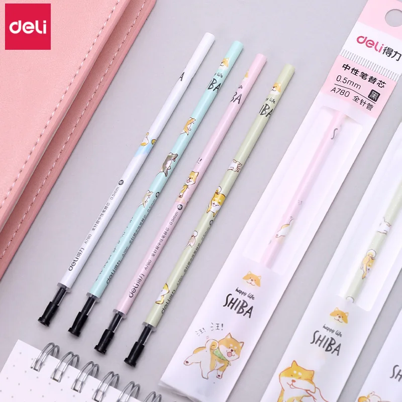 

Deli Pen Refill 60pcs Cute Animal Shiba Gel Pen Refill 0.5mm Ink for Pens Kawaii School Office Accessories Black Ink Pen Refill