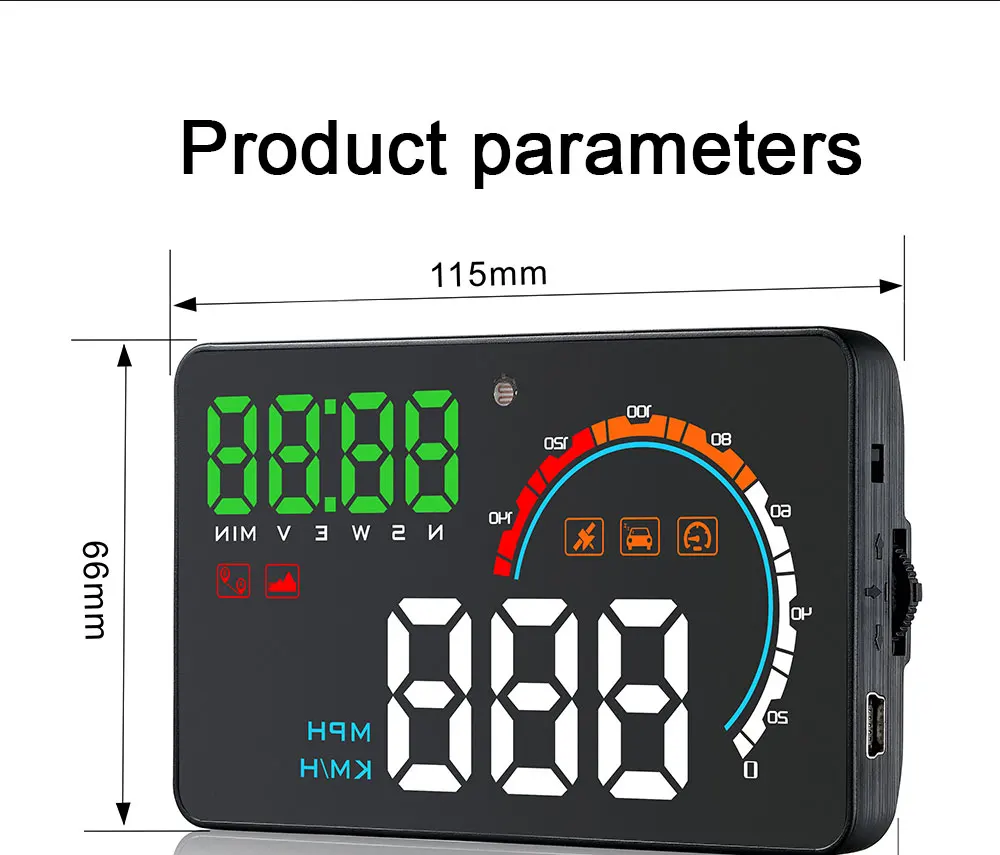 Дисплей на лобовое стекло автомобильный универсальный приборная панель OBD2 с GPS
