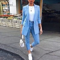 womens suit fashio double breasted long sleeved elegant suit jacket female straight mid length woman coat 5xl women blazers