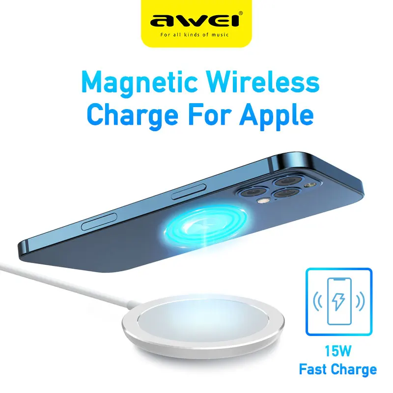 

Магнитное Беспроводное зарядное устройство Awei для iPhone 12 Pro Max, зарядное устройство с кабелем, магнитное быстрое зарядное устройство для iPhone, ...