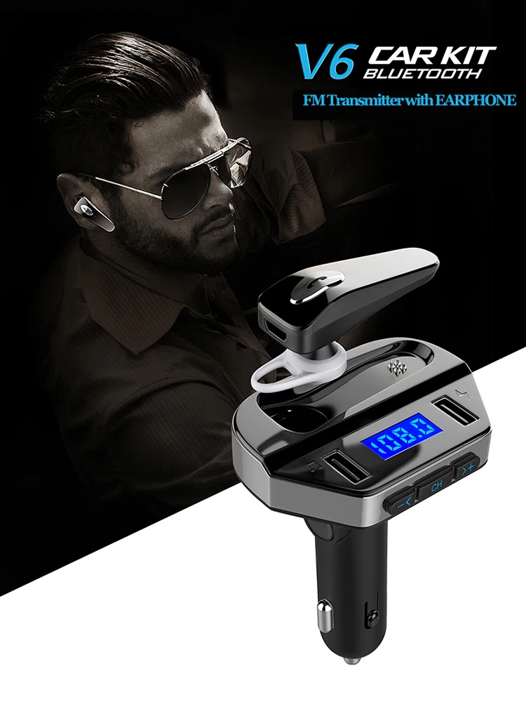

3.1A Quick USB Charger Bluetooth Car Kit FM Transmitter modulator With Bluetooth headset Player Phone Wireless Handsfree Carkit