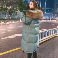 oversize womens down jacket winter long hooded parkas thicken warm cotton padded coats loose big fur collar jacket snow coat