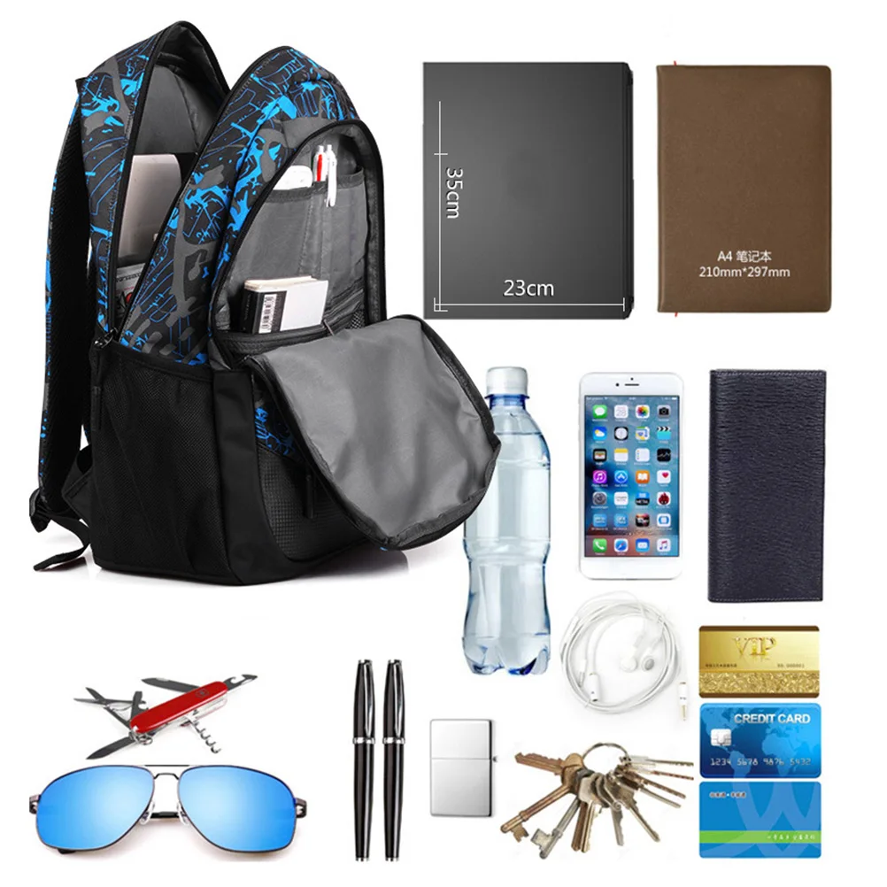 3 в 1 водонепроницаемый школьный рюкзак с USB-портом для зарядки и защитой от кражи |