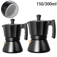 1pc 150300ml aluminum moka espresso coffee maker black percolator for induction cooker pot coffeeware kitchen accessories