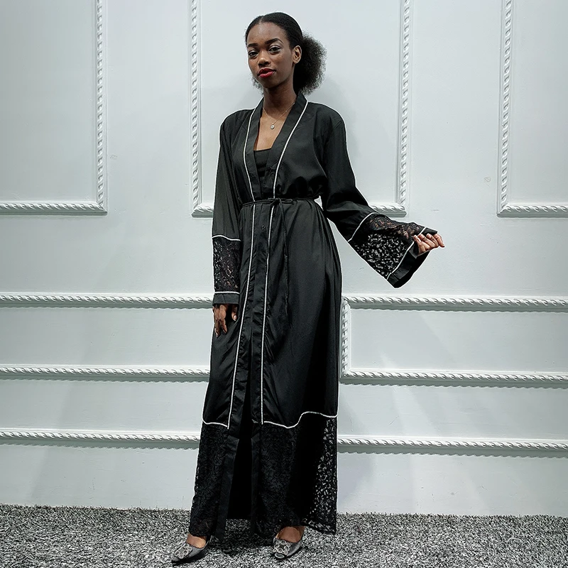 Женский кардиган Siskakia черный кружевной в стиле пэчворк африканском на Ближнем