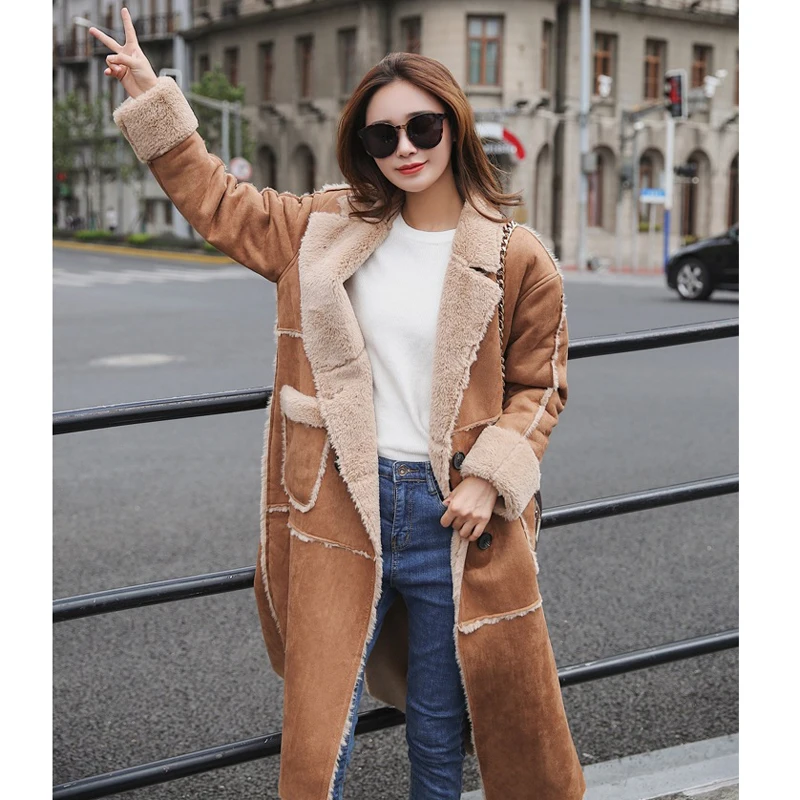 Длинное шерстяное пальто из овечьей шерсти женское Модное Элегантное свободное