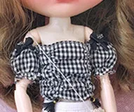 black plaid shirt Новые кукла 1/6 брюки blyth клетчатая рубашка ob24 сумка кукольный наряд(Fit blyth, ob24, pullip, azone, licca, ICY, кукла 1/6 - Цвет: black plaid shirt