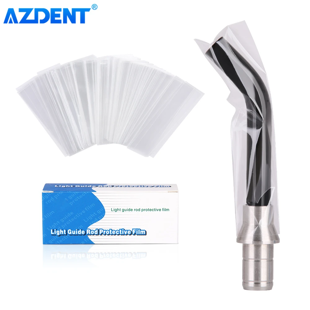 

AZDENT 200pcs/Box Disposable Plastic LED Curing Light Guide Sleeve Dental Light Curing Head Covers Protective Film 18*67mm