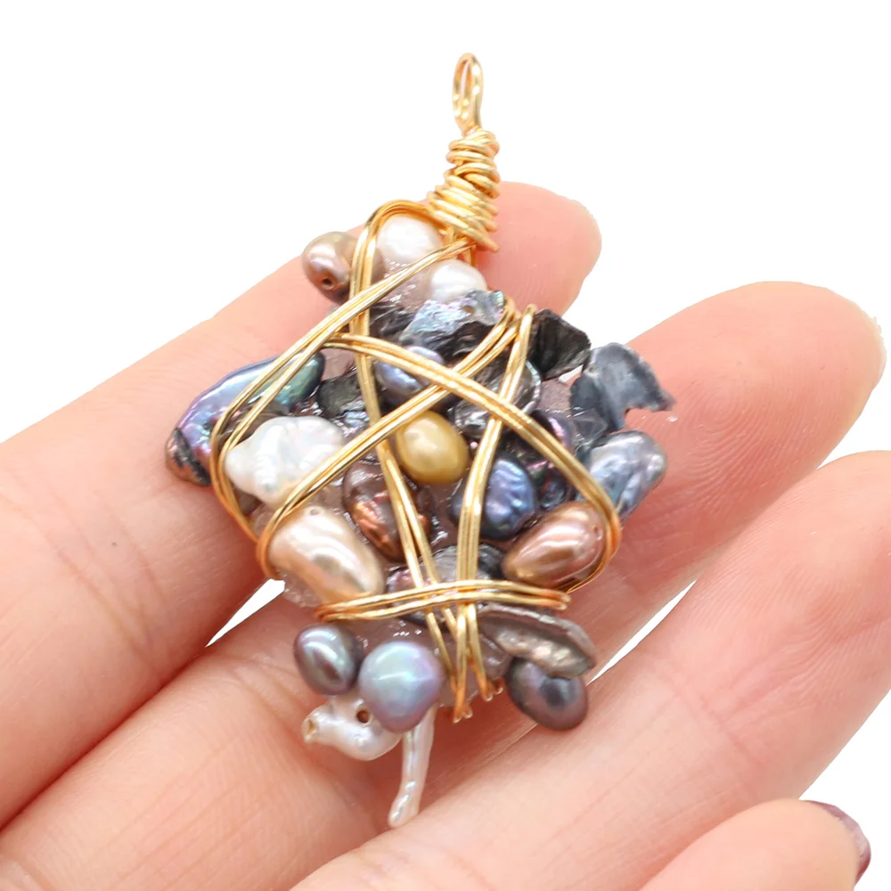 

Natural Irregular Shaped Pearl Pendant Winding Gold Wire Handmade Crafts DIY Necklace Earrings Jewelry Accessories Gift Making