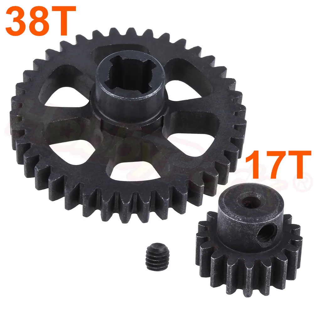 

Steel Metal Diff Main Gear 38T & Motor Gear 17T For RC 1/18 WLtoys A949 A959 A949 A959 A969 A979 RC Car Buggy Truck HSP