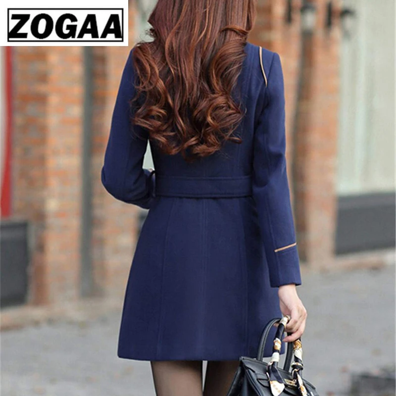 ZOGAA Женское шерстяное пальто зима-весна модный длинный Тренч женская теплая