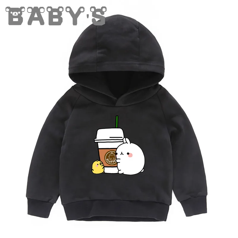 Детские толстовки с капюшоном детские мультяшным принтом Molang & Piupiu пуловеры топы