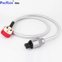 preffair high quality hifi amplifier ofc pure copper gold plated uk iec ac female male power plug power cable cord wire