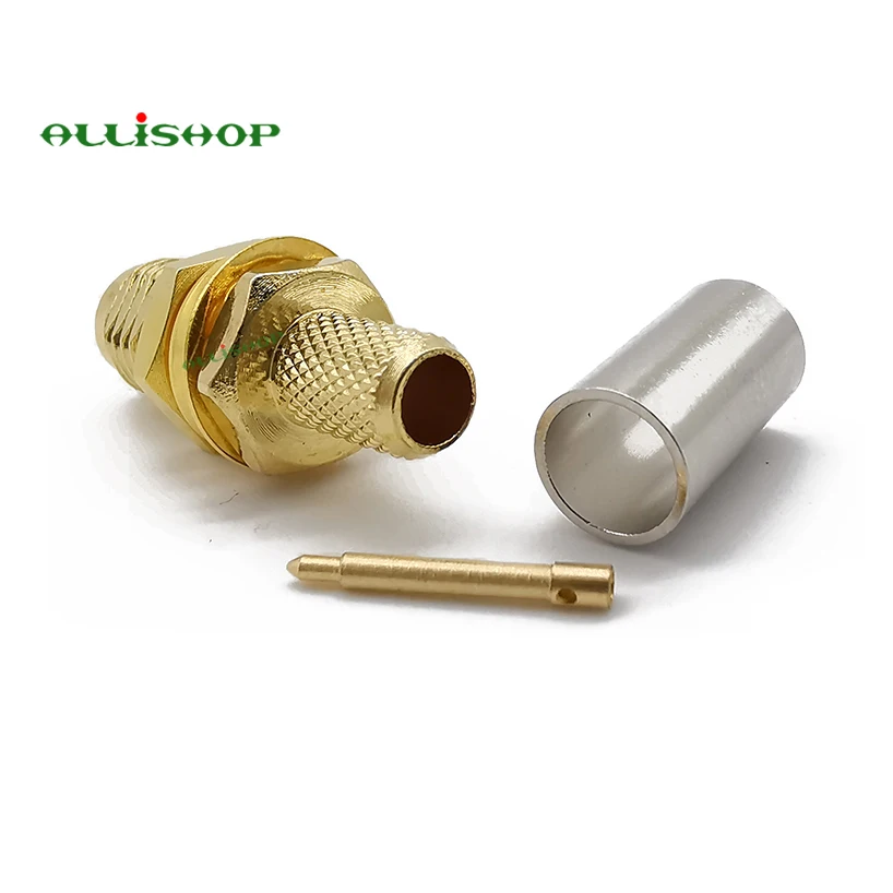 RP SMA гнездовая вилка с переборкой RF коаксиальный разъем обжимной RG58 RG142 LMR195 RG400