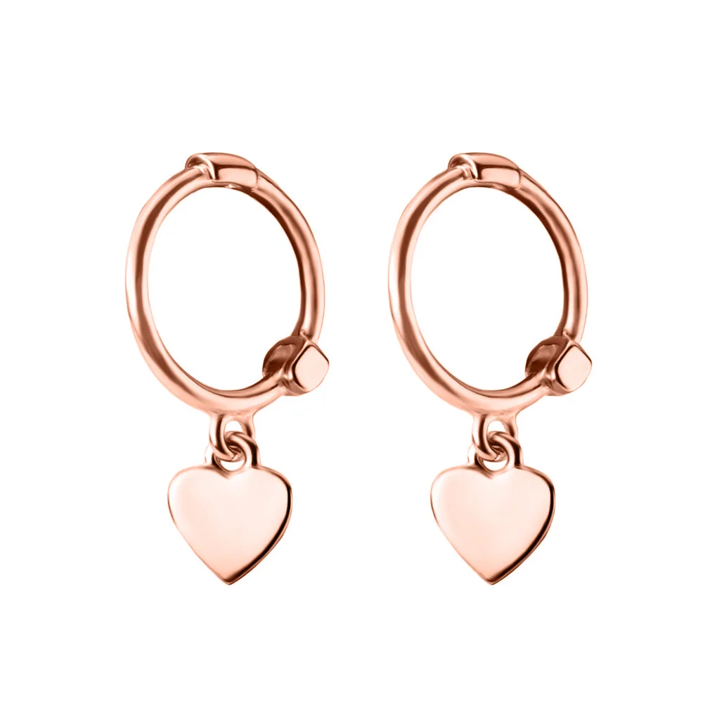 Trusta 925 Solid Sterling Silver Earrings Women Fashion Heart/Star Small Love Stud Ear Clip Jewelry Gift for Teen Girls DS904 - Окраска металла: Heart Rose
