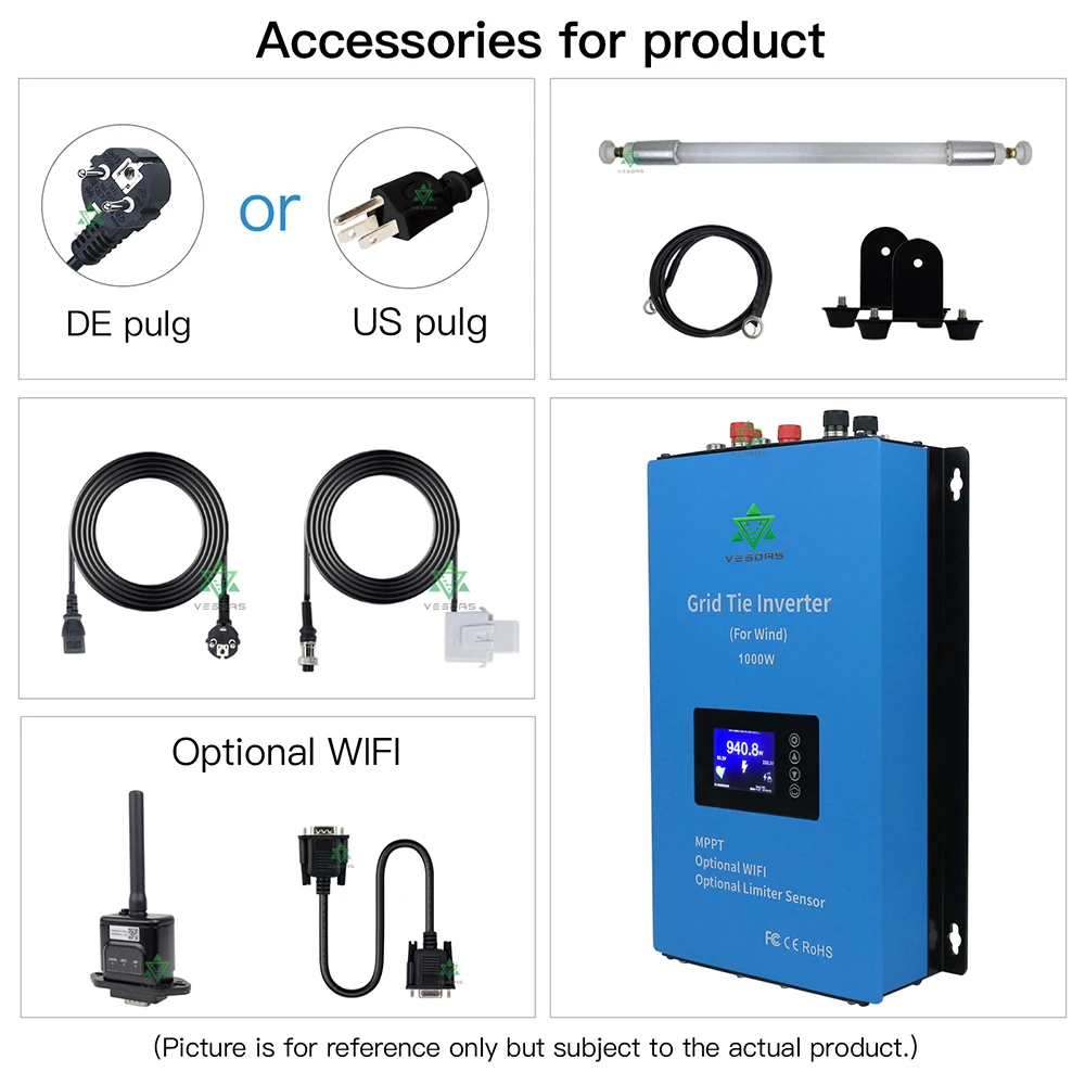 Микроинвертор ветровой мощности 1000 Вт сетчатый инвертор с внутренним