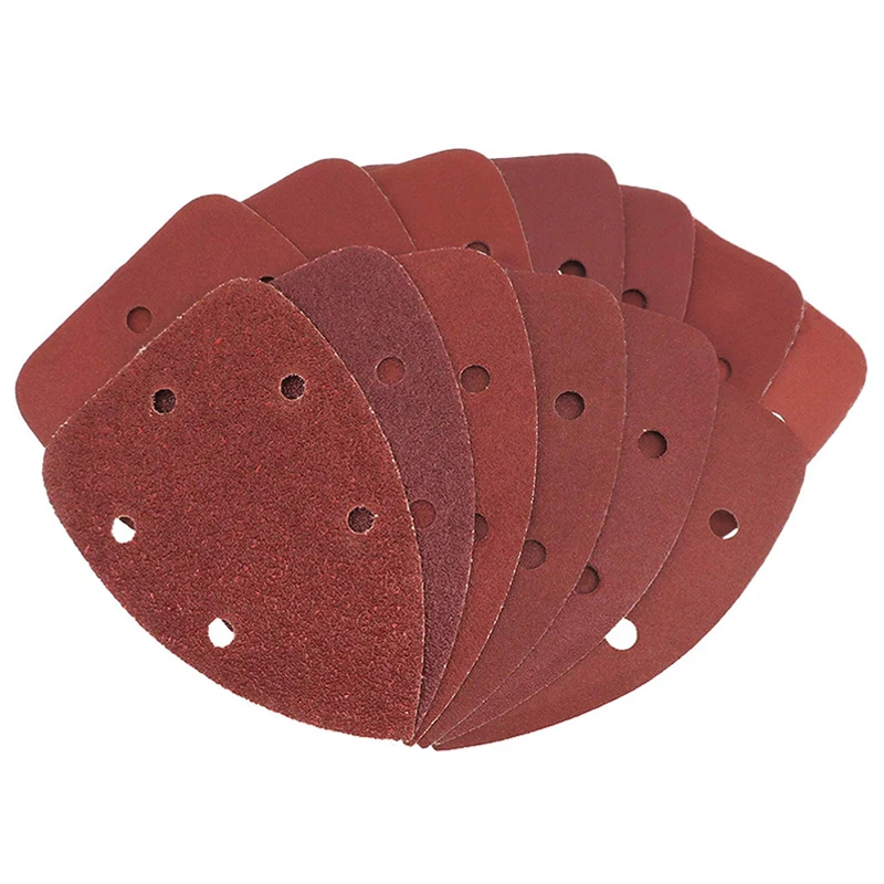 

Sanding Sheets 140MM, 5 Holes Mouse Detail Sander Paper Triple-Cornered Hook And Loop Discs Sanding Pads 72 Pieces
