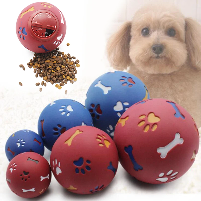 

Резиновая игрушка для собаки мяч для жевания, диспенсер для еды, игровой мяч, интерактивная игрушка для домашних животных, синий, красный, S, M...